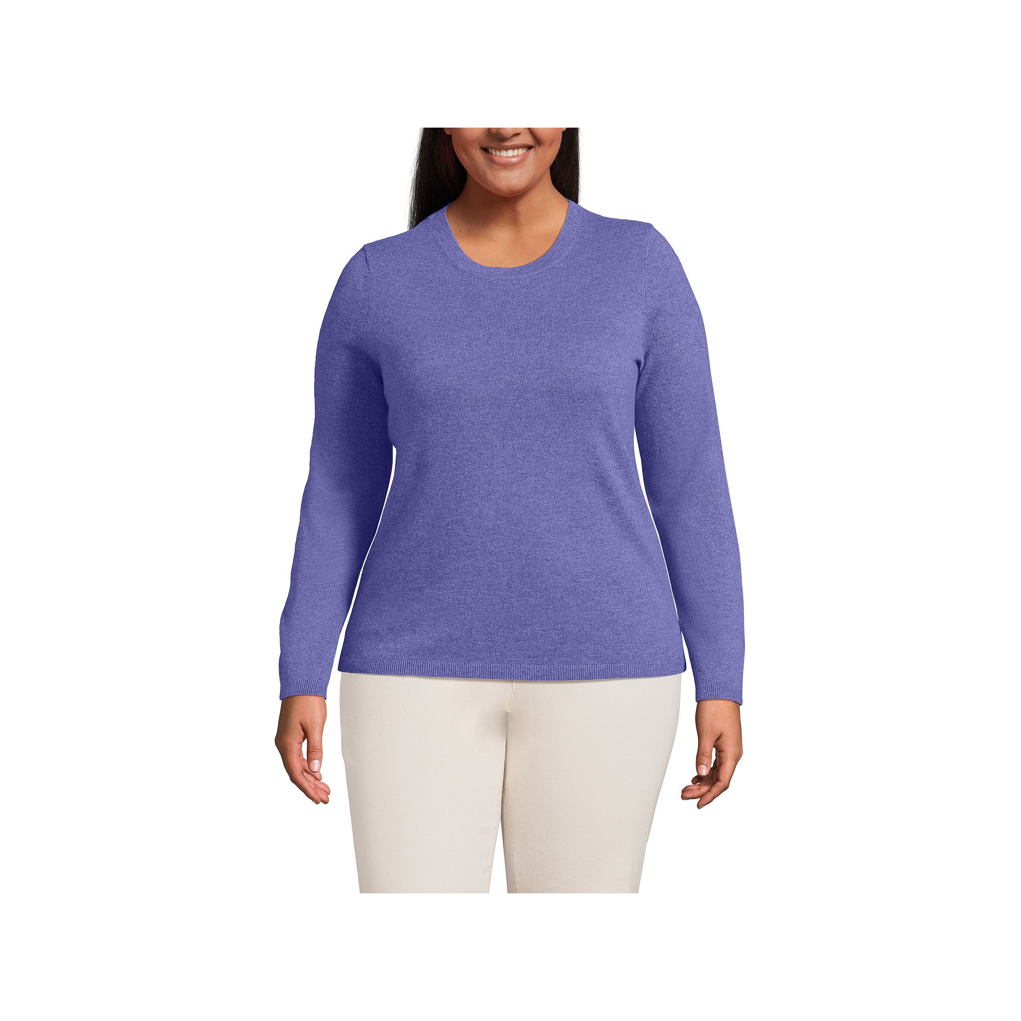 Plus Size Lands End Crewneck Cashmere Sweater, Womens, Size: 2XL, Purple 