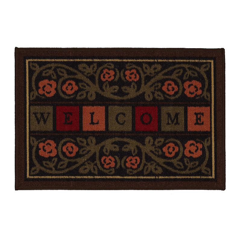 Ottomanson Ottohome Welcome Indoor/Outdoor Doormat, Multicolor, 1.5X2.5 Ft
