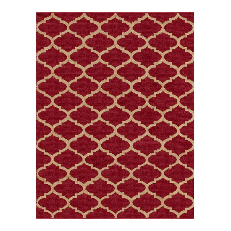 Ottomanson Royal Moroccan Area Rug, Dark Red, 5X7 Ft