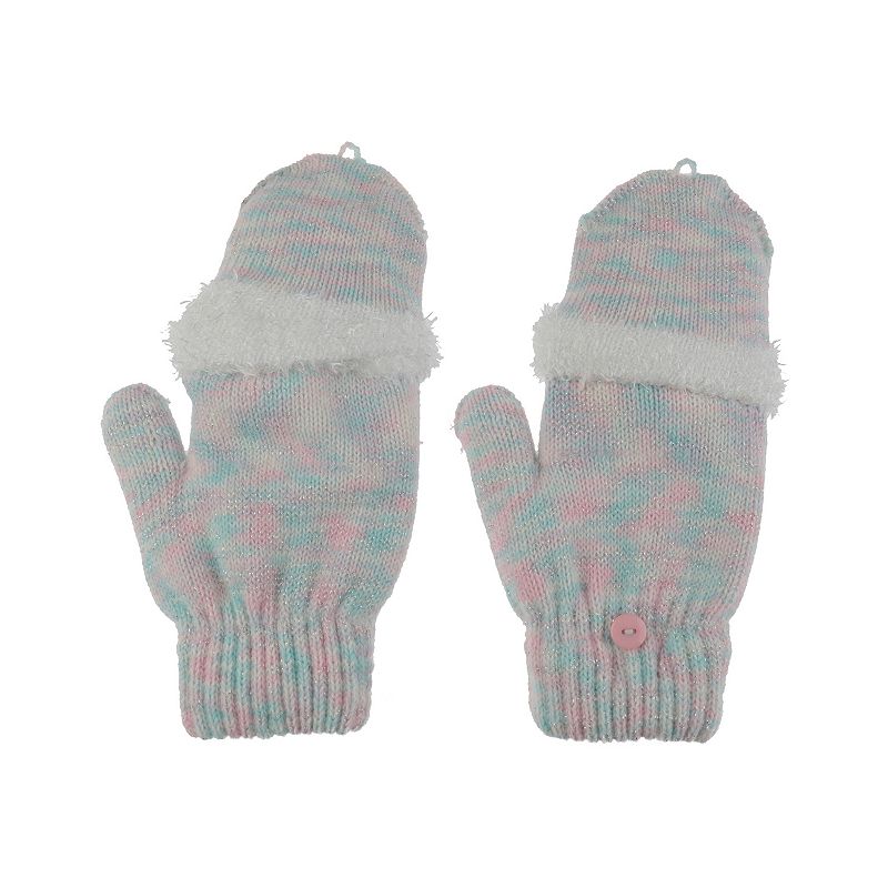 Girls 4-16 Elli by Capelli Space Dye Flip Top Mitten Gloves, Size: 4-6X, Pa