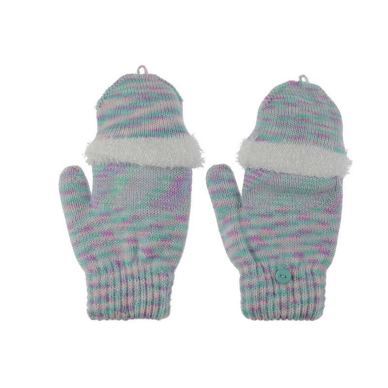Girls 4-16 Elli by Capelli Space Dye Flip Top Mitten Gloves, Size: 4-6X, Tu
