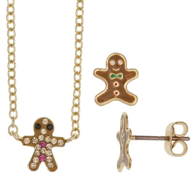 70273976 FAO Schwarz Holiday Gingerbread Man Pendant & Earr sku 70273976