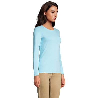 Women's Lands' End All Cotton Crewneck Long-Sleeve Tee