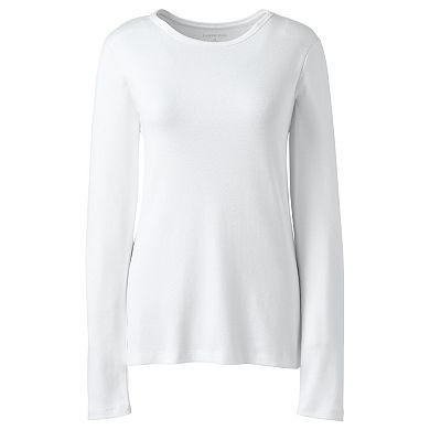 Women's Lands' End All Cotton Crewneck Long-Sleeve Tee