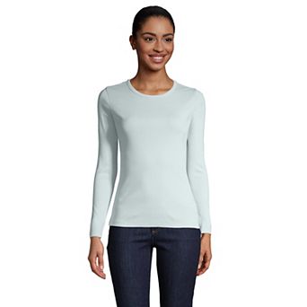 Women's Lands' End Cotton Crewneck Long-Sleeve Tee