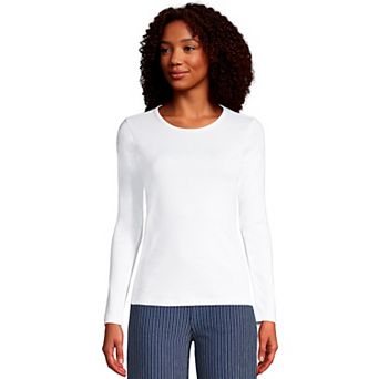 Women's Lands' End Cotton Crewneck Long-Sleeve Tee