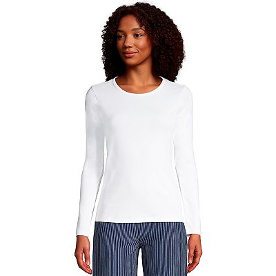 Women's Lands' End Cotton Crewneck Long-Sleeve Tee