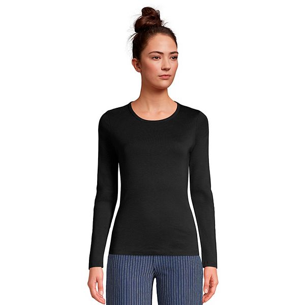 Petite Lands' End All Cotton Crewneck Long-Sleeve Tee