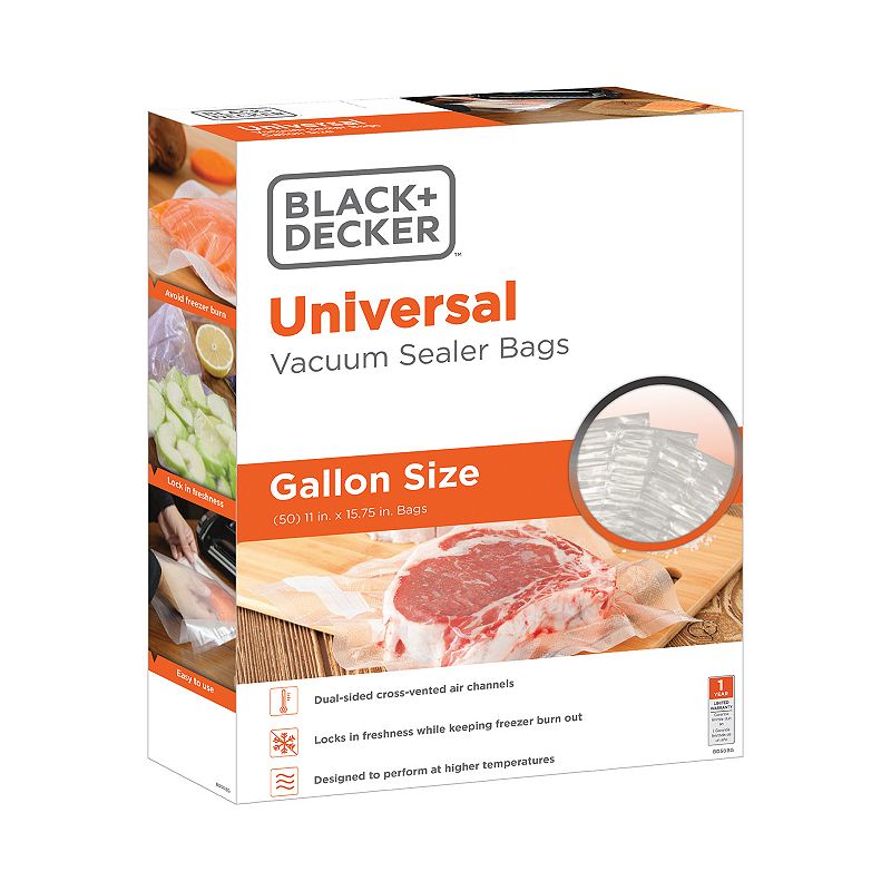 BLACK+DECKER Universal 1-Gallon Vacuum Sealer Bags, Multicolor
