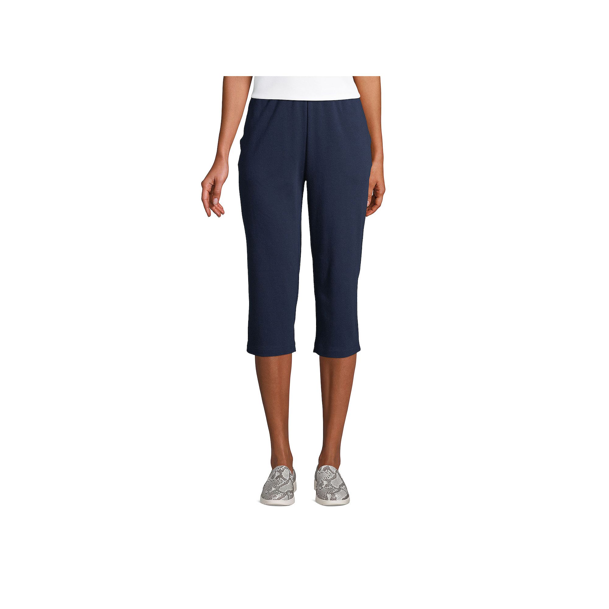 Womens Lands End Sport High Waist Pull-On Capri Pants, Size: XS, Blue