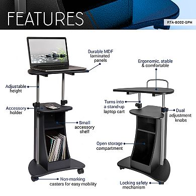 Techni Mobili Sit-to-Stand Rolling Laptop Desk