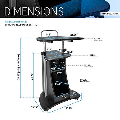 Techni Mobili Sit-to-Stand Rolling Laptop Desk