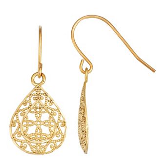 10k Gold Filigree Dangle Earrings