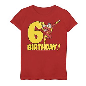 Girls 7-16 Shazam 6th Birthday Tee