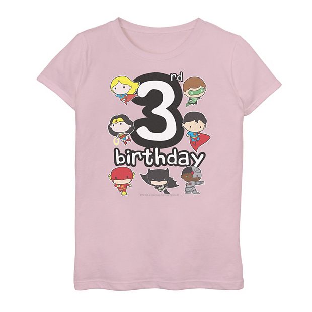 Licensed Character Girls 7 16 Justice League 3rd Birthday Chibi Art Tee Girl s Size Large Pink