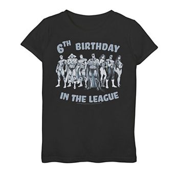 Girls 7-16 Justice League 6th Birthday In The League Tee