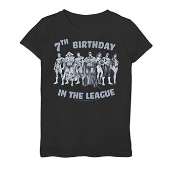 Girls 7-16 Justice League 7th Birthday Lineup Tee