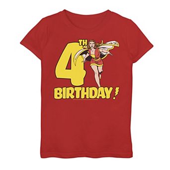 Girls 7-16 DC Comics Miss Shazam 4th Birthday Tee