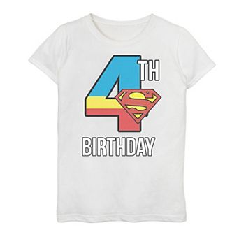 Girls 7-16 Superman Super Four Birthday Poster Tee
