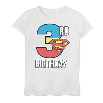 Girls 7-16 Superman Super Three Birthday Poster Tee