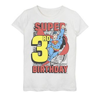 Girls 7-16 DC Comics Superman Super 3rd Birthday Poster Tee