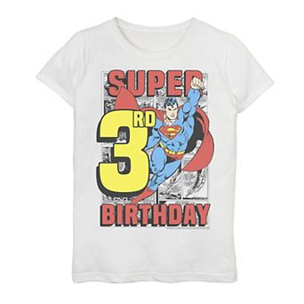 Girls 7-16 DC Comics Superman Super 3rd Birthday Poster Tee