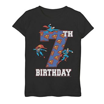 Girls 7-16 Superman Super Seventh Birthday Poster Tee