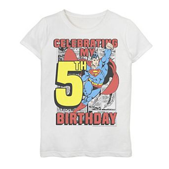 Girls 7-16 Superman Super 5Th Birthday Poster Tee