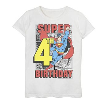 Girls 7-16 Superman Super 4th Birthday Poster Tee