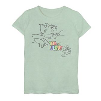 Girls 7-16 Tom And Jerry Rainbow Logo Tee