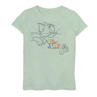 Girls 7-16 Tom And Jerry Rainbow Logo Tee