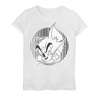 Girls 7-16 Tom And Jerry Tom Line Portrait Tee