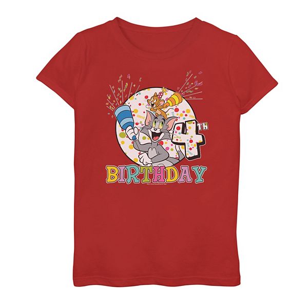 Girls 4-16 Tom and Jerry 4th Birthday Tee