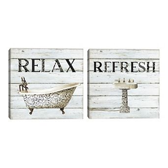 Fine Art Canvas Relax Refresh Bathroom Canvas Wall Art 2 pc Set