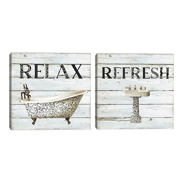 Master Piece Relax Refresh Bathroom Canvas Wall Art 2 Piece Set