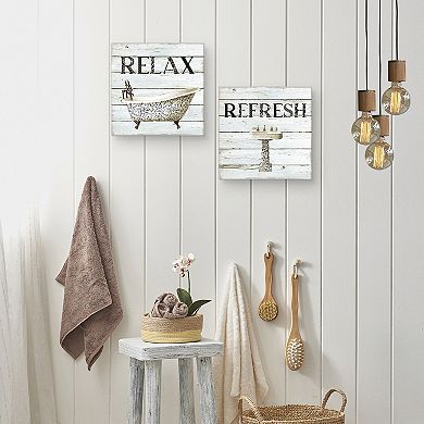 Master Piece Relax Refresh Bathroom Canvas Wall Art 2-piece Set