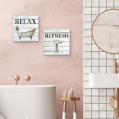 Master Piece Relax Refresh Bathroom Canvas Wall Art 2-piece Set