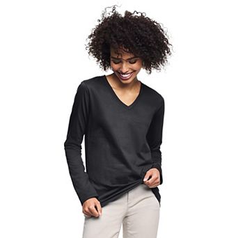 Petite Lands' End Supima Cotton Relaxed V-Neck Tee