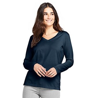 Petite Lands' End Supima Cotton Relaxed V-Neck Tee