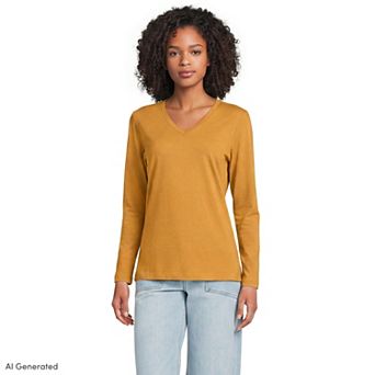Petite Lands' End Supima Cotton Relaxed V-Neck Tee