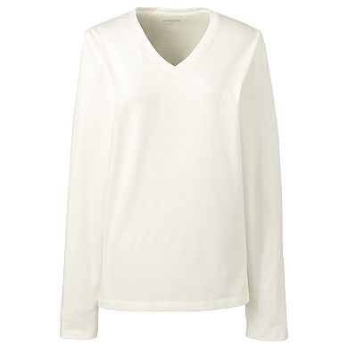 Women's Lands' End Relaxed-Fit Supima Cotton Long Sleeve V-Neck Tee