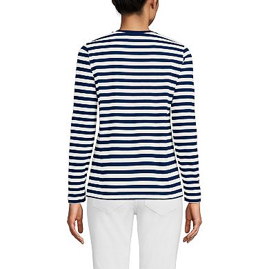 Women's Lands' End Relaxed-Fit Supima Cotton Long Sleeve V-Neck Tee