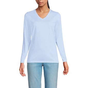 Women's Lands' End Relaxed-Fit Supima Long Sleeve Cotton V-Neck Tee