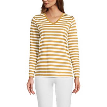 Women's Lands' End Relaxed-Fit Supima Long Sleeve Cotton V-Neck Tee