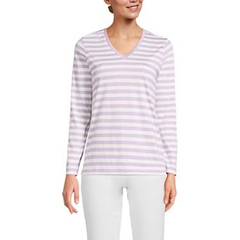 Women's Lands' End Relaxed-Fit Supima Long Sleeve Cotton V-Neck Tee