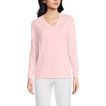 Women's Lands' End Relaxed-Fit Supima Long Sleeve Cotton V-Neck Tee