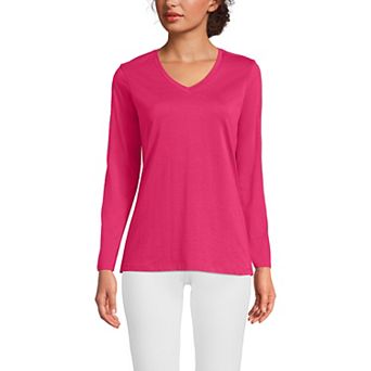 Women's Lands' End Relaxed-Fit Supima Long Sleeve Cotton V-Neck Tee
