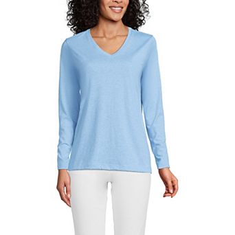 Women's Lands' End Relaxed-Fit Supima Long Sleeve Cotton V-Neck Tee