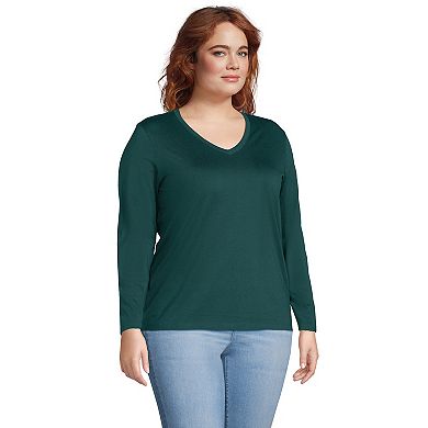 Plus Size Lands' End Relaxed-Fit Supima Cotton V-Neck Tee