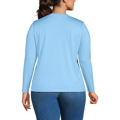 Plus Size Lands' End Relaxed-Fit Supima Cotton V-Neck Tee